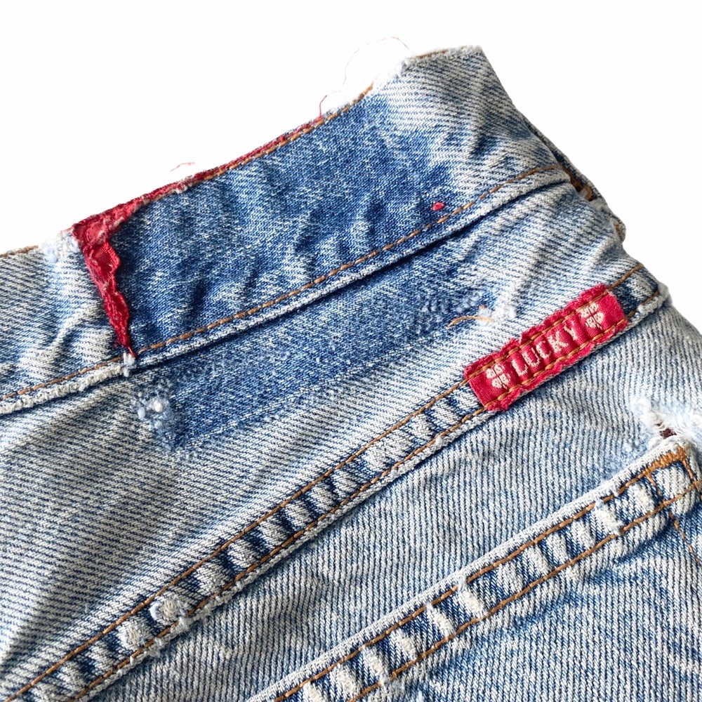 Vintage 90โs: Lucky Brand ใ Festival Hippie Destroyed Denim Cut Off Shorts ใ - Picture 7 of 13